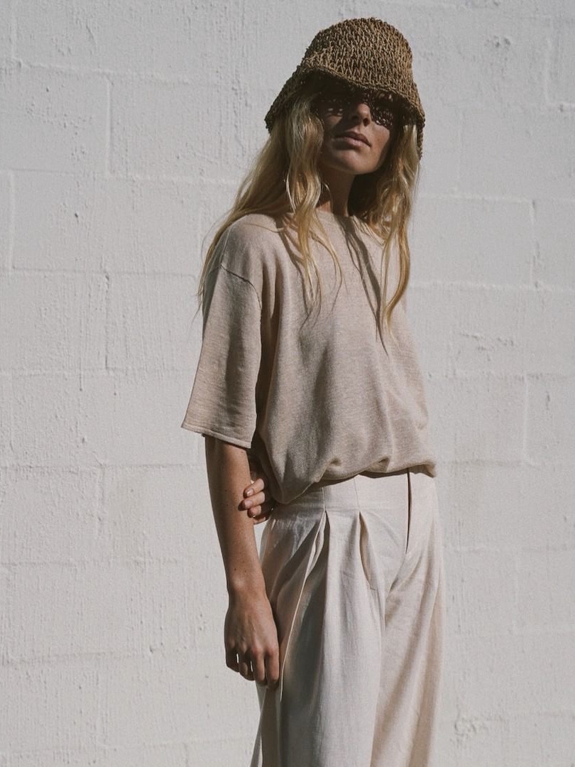 St. Agni Copain Knit Tee Almond | One Size